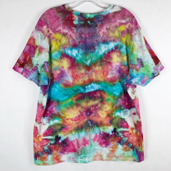 Structure XXL Top Tee Shirt Tie Dye Moulin Rouge Pink Blue Short Sleeve 1264 - Picture 2 of 8